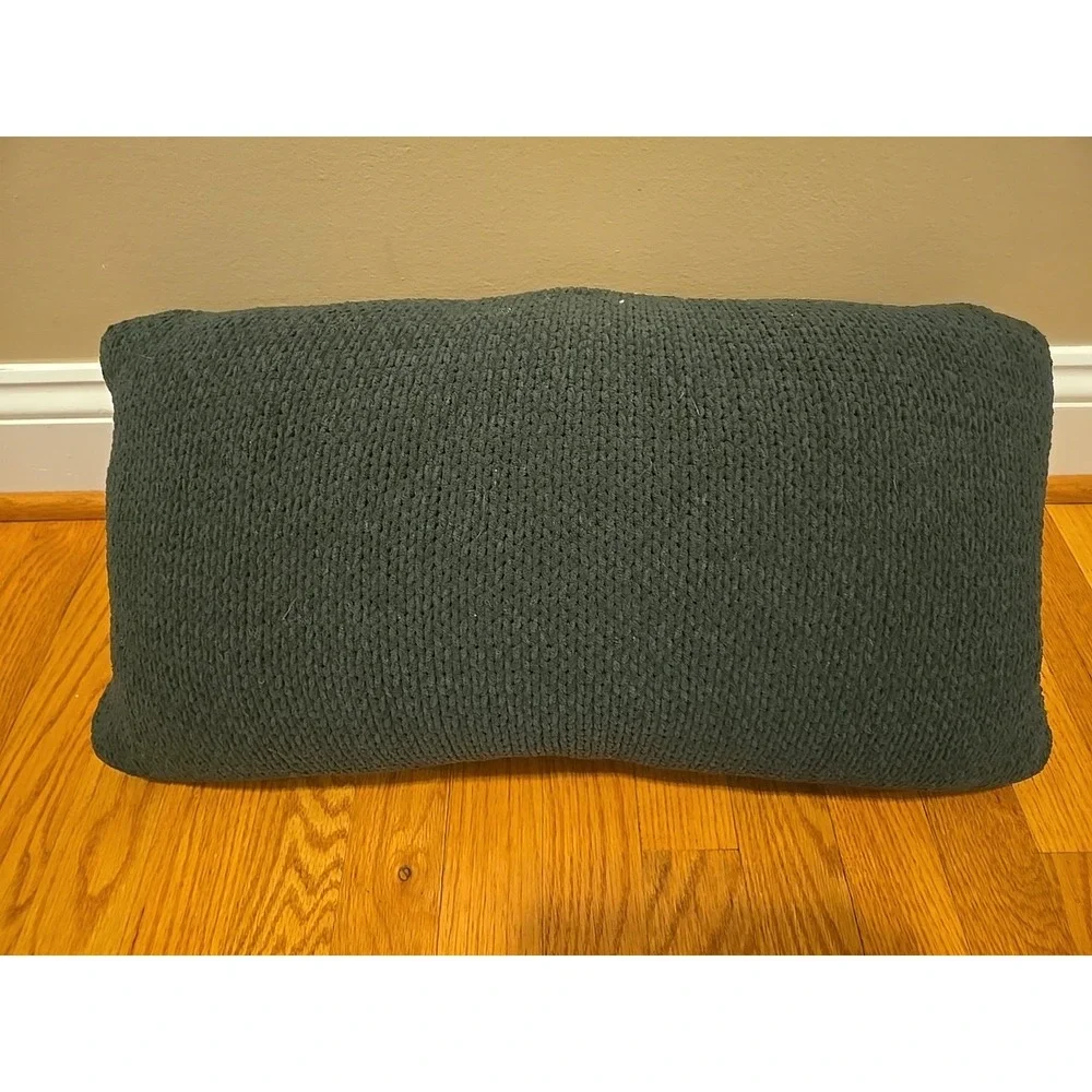 Cable Knit Pillow Chunky Dark‎ Green Home Decor 23x11